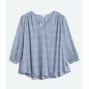 fun 2 fun Blue Printed Peasant Blouse